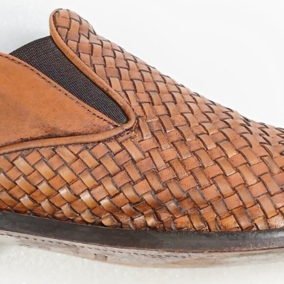 Saks Fifth Avenue Woven Leather Slip-On Loafers Mens 10 Made in Italy Good Cond - Picture 4 of 16
